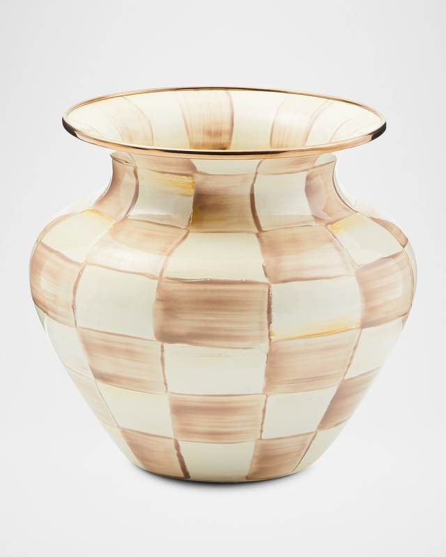 Mocha Check Large Vase - 7.5"
